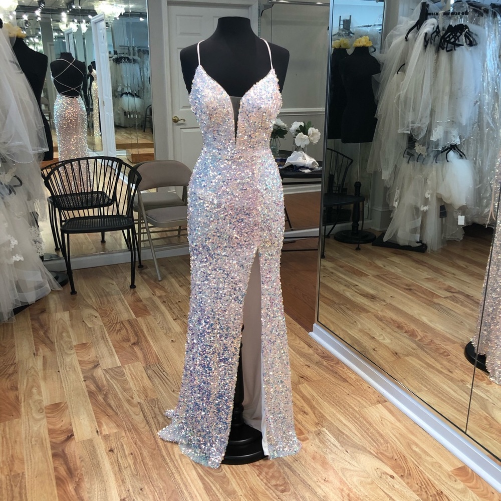 Fully sequined prom dress